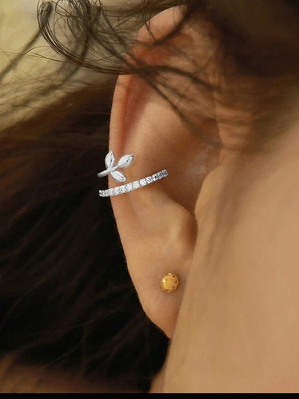 Silver ear cuff